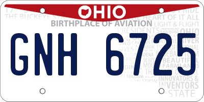 OH license plate GNH6725