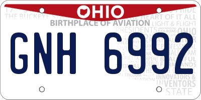 OH license plate GNH6992