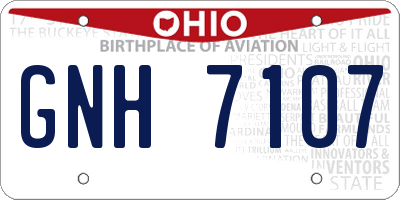OH license plate GNH7107