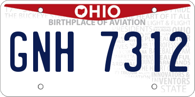 OH license plate GNH7312