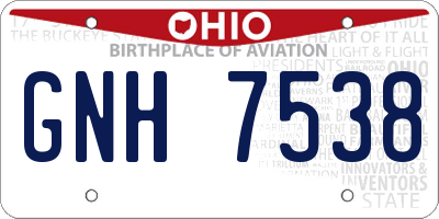 OH license plate GNH7538