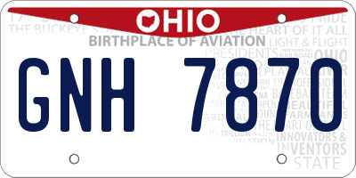 OH license plate GNH7870