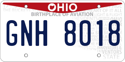 OH license plate GNH8018