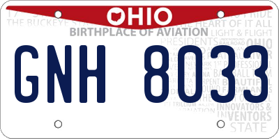 OH license plate GNH8033