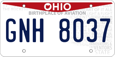 OH license plate GNH8037