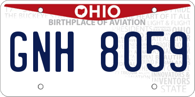 OH license plate GNH8059