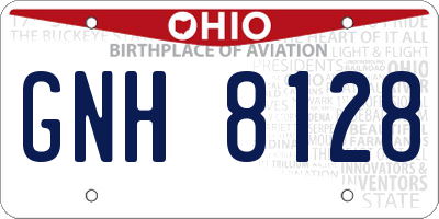 OH license plate GNH8128