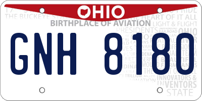OH license plate GNH8180