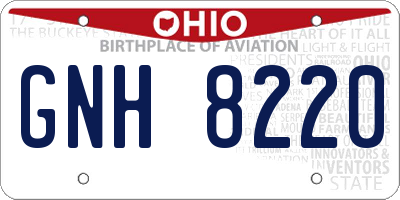 OH license plate GNH8220