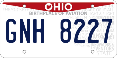 OH license plate GNH8227