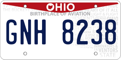 OH license plate GNH8238