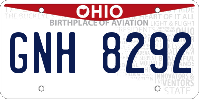 OH license plate GNH8292
