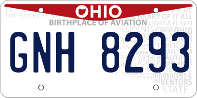 OH license plate GNH8293