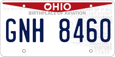 OH license plate GNH8460