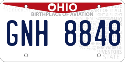 OH license plate GNH8848