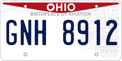 OH license plate GNH8912