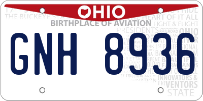OH license plate GNH8936