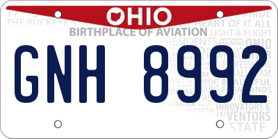OH license plate GNH8992