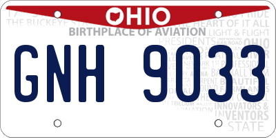 OH license plate GNH9033