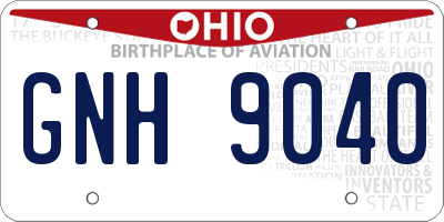 OH license plate GNH9040