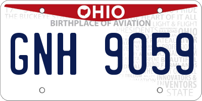 OH license plate GNH9059