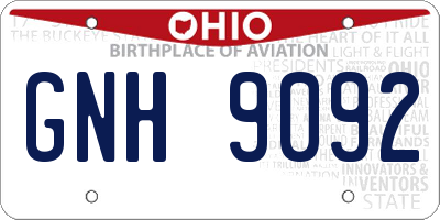 OH license plate GNH9092