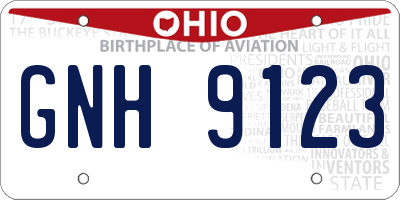 OH license plate GNH9123