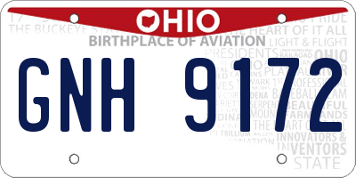OH license plate GNH9172