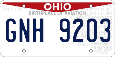 OH license plate GNH9203