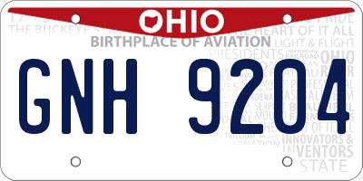 OH license plate GNH9204