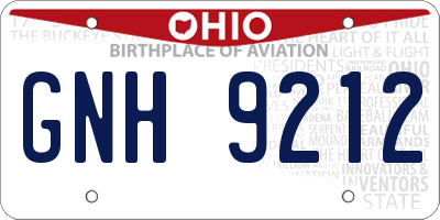OH license plate GNH9212