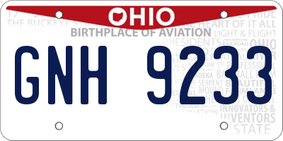 OH license plate GNH9233