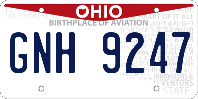 OH license plate GNH9247