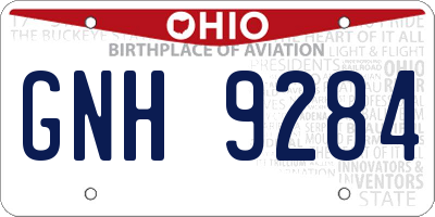 OH license plate GNH9284