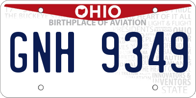 OH license plate GNH9349
