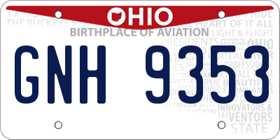 OH license plate GNH9353