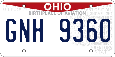 OH license plate GNH9360