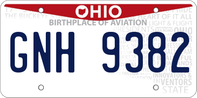 OH license plate GNH9382