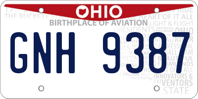 OH license plate GNH9387