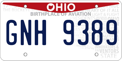 OH license plate GNH9389