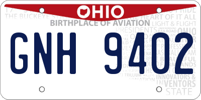 OH license plate GNH9402