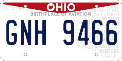 OH license plate GNH9466