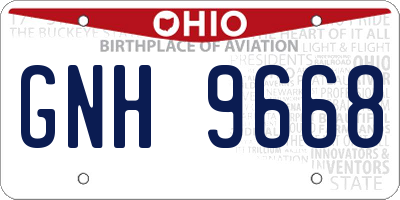 OH license plate GNH9668