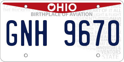 OH license plate GNH9670