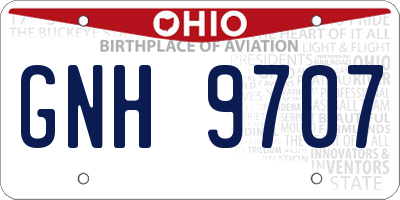 OH license plate GNH9707