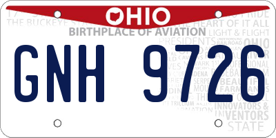 OH license plate GNH9726