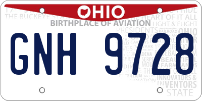 OH license plate GNH9728