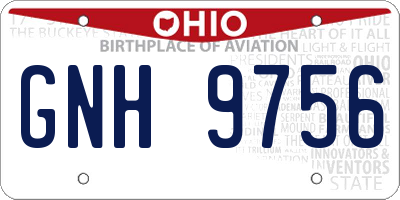 OH license plate GNH9756