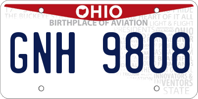 OH license plate GNH9808