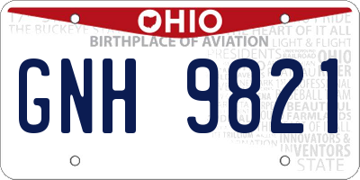 OH license plate GNH9821